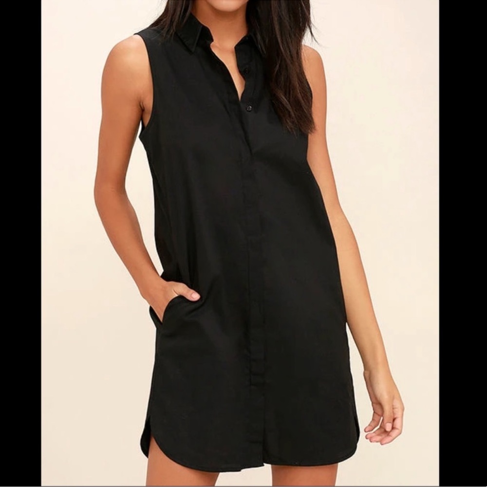 J. Crew Black Silk Button Down Sleeveless Shirt Dress